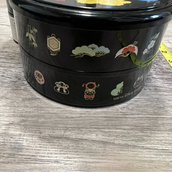 Tokyo Disney Mickey Mouse Black Two Tiered Candy Tin With Some Candy - Picture 9 of 12